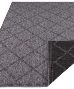 Binnen & buiten vloerkleed ruiten Corsica - zwart/antraciet - overzicht schuin, thumbnail