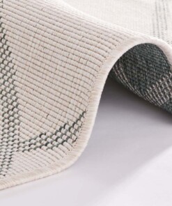 Binnen & buiten vloerkleed ruiten Corsica - groen/creme - close up, thumbnail