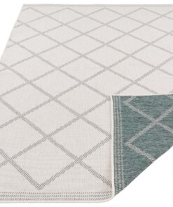 Binnen & buiten vloerkleed ruiten Corsica - groen/creme - overzicht schuin, thumbnail