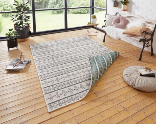 Binnen & buiten vloerkleed Madeira - groen/crème - sfeer