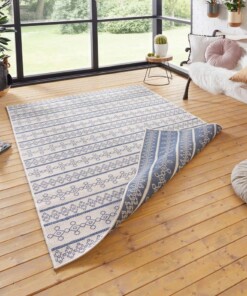 Binnen & buiten vloerkleed Madeira - blauw/creme - sfeer, thumbnail
