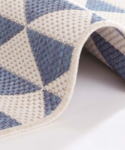 Binnen & buiten vloerkleed ruiten Tahiti - blauw/creme - close up, thumbnail Binnen & buiten vloerkleed ruiten Tahiti - blauw/creme - close up, thumbnail