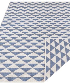 Binnen & buiten vloerkleed ruiten Tahiti - blauw/creme - overzicht schuin, thumbnail Binnen & buiten vloerkleed ruiten Tahiti - blauw/creme - overzicht schuin, thumbnail