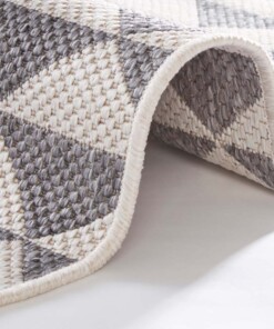 Binnen & buiten vloerkleed ruiten Tahiti - grijs/creme - close up, thumbnail