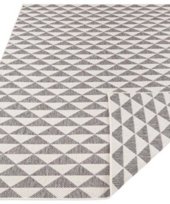 Binnen & buiten vloerkleed ruiten Tahiti - grijs/creme - overzicht schuin, thumbnail