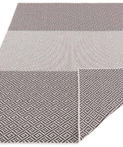 Binnen & buiten vloerkleed Maui - zwart/antraciet - overzicht schuin, thumbnail