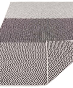 Binnen & buiten vloerkleed Borneo - zwart/creme - overzicht schuin, thumbnail