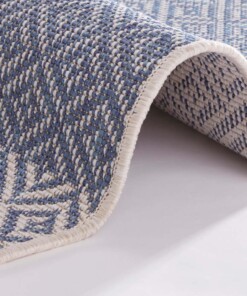 Binnen & buiten vloerkleed Borneo - blauw/créme - close up, thumbnail