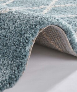 Hoogpolig vloerkleed geruit Touch - blauw/crème - close up, thumbnail Hoogpolig vloerkleed geruit Touch - blauw/crème - close up, thumbnail