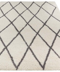 Hoogpolig vloerkleed Truth - crème/grijs - overzicht schuin, thumbnail