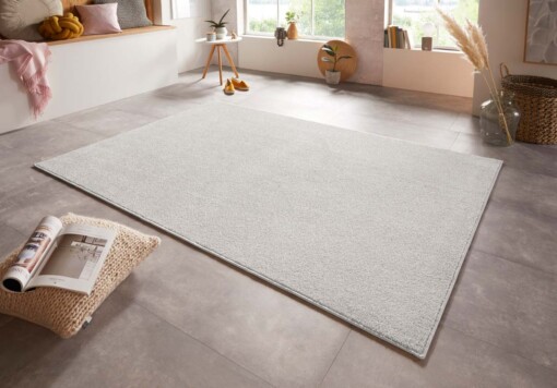 Modern fluweel effen vloerkleed Gloss - grijs - sfeer