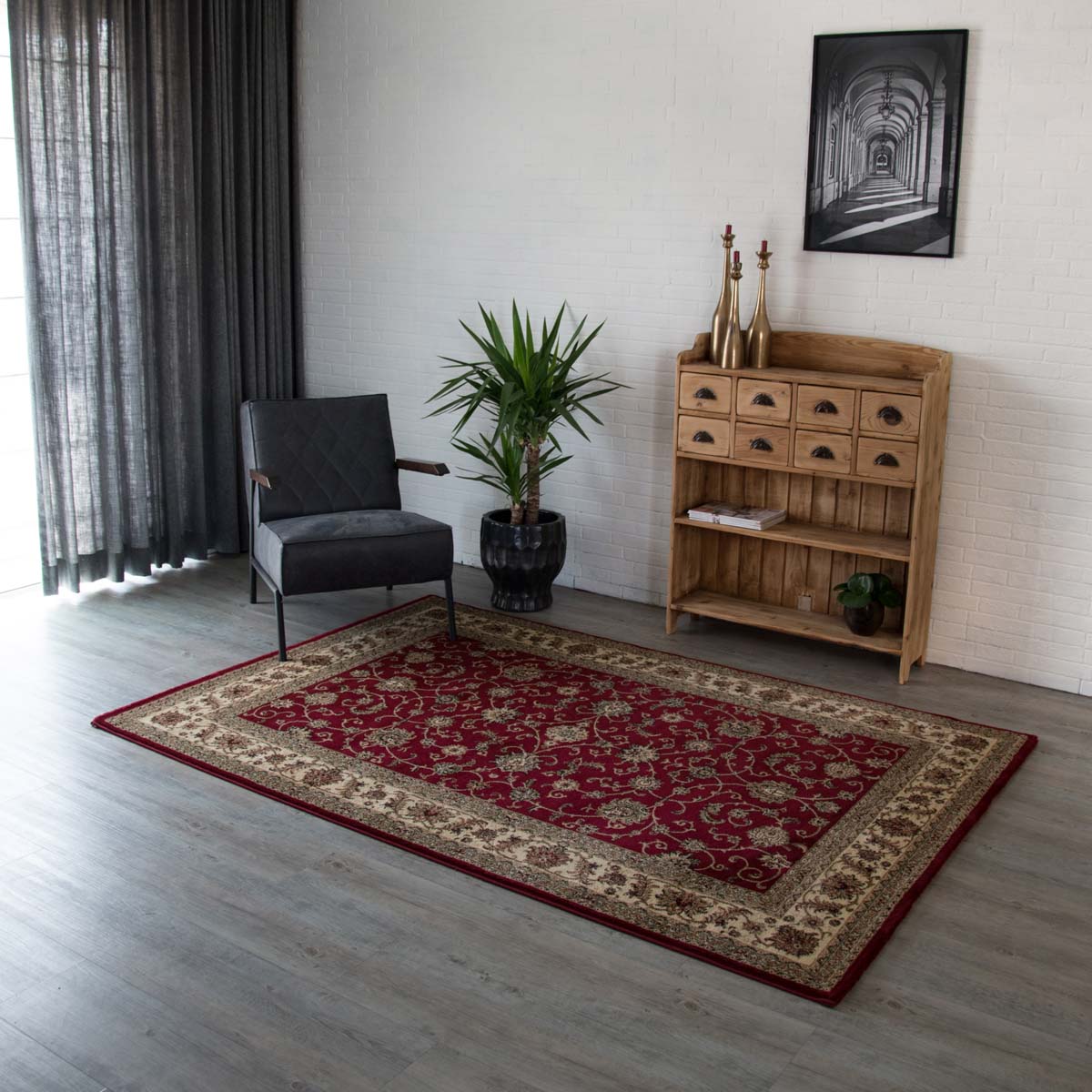 Behandeling ga werken Gek Design perzisch tapijt Royalty - rood/crème | Tapeso