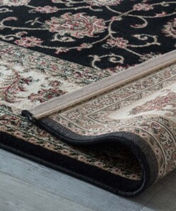 Design perzisch tapijt Royalty - zwart/crème - close up vouw