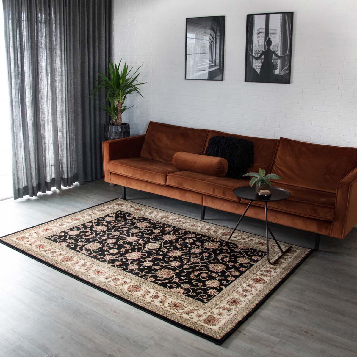 Zuidoost Riskeren Verpletteren Design perzisch tapijt Royalty - zwart/crème | Tapeso