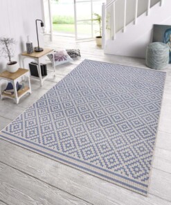 Buitenkleed ruiten Raute - blauw/crème - sfeer, thumbnail Buitenkleed ruiten Raute - blauw/crème - sfeer, thumbnail