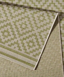 Loper binnen & buiten ruiten Raute - groen/crème - close up, thumbnail Loper binnen & buiten ruiten Raute - groen/crème - close up, thumbnail