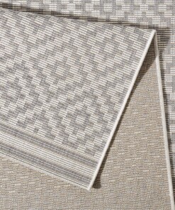 Loper binnen & buiten ruiten Raute - grijs/crème - close up, thumbnail Loper binnen & buiten ruiten Raute - grijs/crème - close up, thumbnail