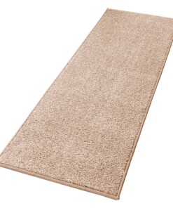 Modern effen loper Pure - taupe/crème - overzicht schuin, thumbnail