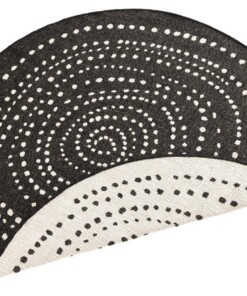 Binnen & buiten vloerkleed rond Bali - zwart/crème - overzicht schuin, thumbnail Binnen & buiten vloerkleed rond Bali - zwart/crème - overzicht schuin, thumbnail