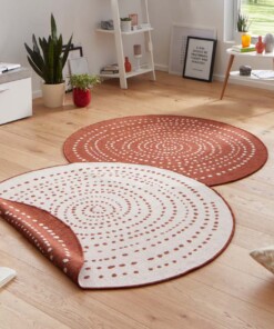 Binnen & buiten vloerkleed rond Bali - terracotta/crème - sfeer, thumbnail