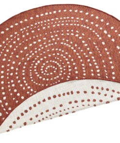 Binnen & buiten vloerkleed rond Bali - terracotta/crème - overzicht schuin, thumbnail