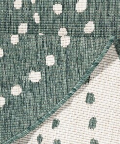 Binnen & buiten vloerkleed rond Bali - groen/crème - close up, thumbnail