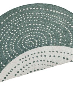 Binnen & buiten vloerkleed rond Bali - groen/crème - overzicht schuin, thumbnail