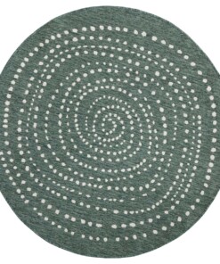 Binnen & buiten vloerkleed rond Bali - groen/crème - overzicht boven, thumbnail