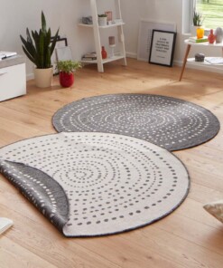 Binnen & buiten vloerkleed rond Bali - grijs/crème - sfeer, thumbnail Binnen & buiten vloerkleed rond Bali - grijs/crème - sfeer, thumbnail