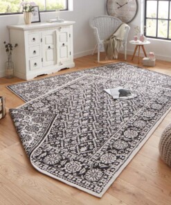 Binnen & buiten vloerkleed Curacao - zwart/crème - sfeer, thumbnail