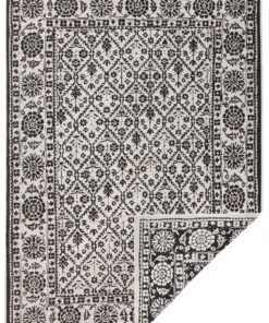 Binnen & buiten vloerkleed Curacao - zwart/crème - overzicht boven, thumbnail