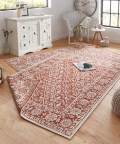 Binnen & buiten vloerkleed Curacao - terracotta/crème - sfeer, thumbnail Binnen & buiten vloerkleed Curacao - terracotta/crème - sfeer, thumbnail