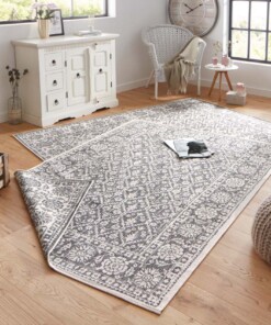 Binnen & buiten vloerkleed Curacao - grijs/crème - sfeer, thumbnail