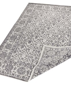 Binnen & buiten vloerkleed Curacao - grijs/crème - overzicht schuin, thumbnail