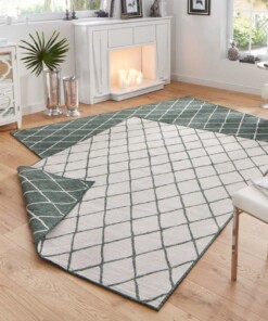 Binnen & buiten vloerkleed ruiten Malaga - groen/crème - sfeer, thumbnail Binnen & buiten vloerkleed ruiten Malaga - groen/crème - sfeer, thumbnail