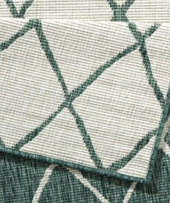 Binnen & buiten vloerkleed ruiten Malaga - groen/crème - close up, thumbnail Binnen & buiten vloerkleed ruiten Malaga - groen/crème - close up, thumbnail