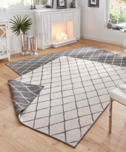 Binnen & buiten vloerkleed ruiten Malaga - grijs/crème - sfeer, thumbnail Binnen & buiten vloerkleed ruiten Malaga - grijs/crème - sfeer, thumbnail