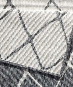 Binnen & buiten vloerkleed ruiten Malaga - grijs/crème - close up, thumbnail Binnen & buiten vloerkleed ruiten Malaga - grijs/crème - close up, thumbnail