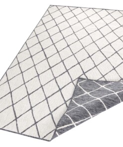 Binnen & buiten vloerkleed ruiten Malaga - grijs/crème - overzicht schuin, thumbnail Binnen & buiten vloerkleed ruiten Malaga - grijs/crème - overzicht schuin, thumbnail