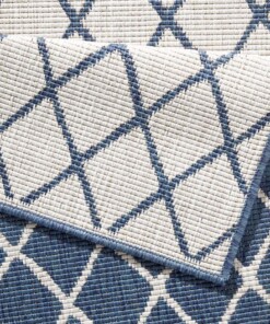 Loper binnen & buiten ruiten Malaga - blauw/crème - close up, thumbnail