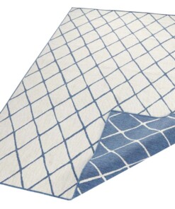 Binnen & buiten vloerkleed ruiten Malaga - blauw/crème - overzicht schuin, thumbnail Binnen & buiten vloerkleed ruiten Malaga - blauw/crème - overzicht schuin, thumbnail