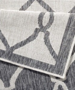 Binnen & buiten vloerkleed Rimini - grijs/crème - close up, thumbnail