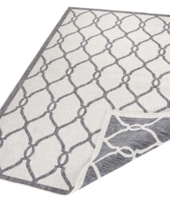 Binnen & buiten vloerkleed Rimini - grijs/crème - overzicht schuin, thumbnail