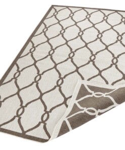 Binnen & buiten vloerkleed Rimini - bruin/crème - overzicht schuin, thumbnail