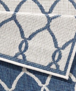 Loper Binnen & buiten Rimini - blauw/crème - close up, thumbnail Loper Binnen & buiten Rimini - blauw/crème - close up, thumbnail