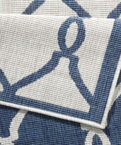 Binnen & buiten vloerkleed Rimini - blauw/crème - close up, thumbnail Binnen & buiten vloerkleed Rimini - blauw/crème - close up, thumbnail