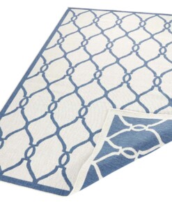 Binnen & buiten vloerkleed Rimini - blauw/crème - overzicht schuin, thumbnail Binnen & buiten vloerkleed Rimini - blauw/crème - overzicht schuin, thumbnail