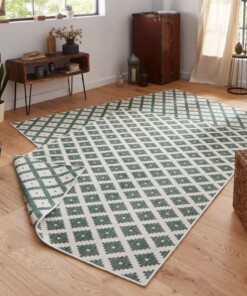 Binnen & buiten vloerkleed ruiten Nizza - groen/crème - sfeer, thumbnail Binnen & buiten vloerkleed ruiten Nizza - groen/crème - sfeer, thumbnail