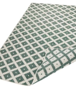 Binnen & buiten vloerkleed ruiten Nizza - groen/crème - overzicht schuin, thumbnail Binnen & buiten vloerkleed ruiten Nizza - groen/crème - overzicht schuin, thumbnail