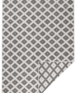 Binnen & buiten vloerkleed ruiten Nizza - grijs/crème - overzicht boven, thumbnail